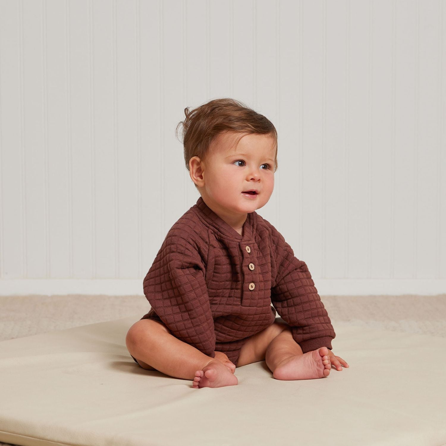 Henley Bubble Romper for Baby Girls | Soft Plum Cotton Jumpsuit | Final Sale | Perfect for Playdates, Photoshoots & Everyday Comfort