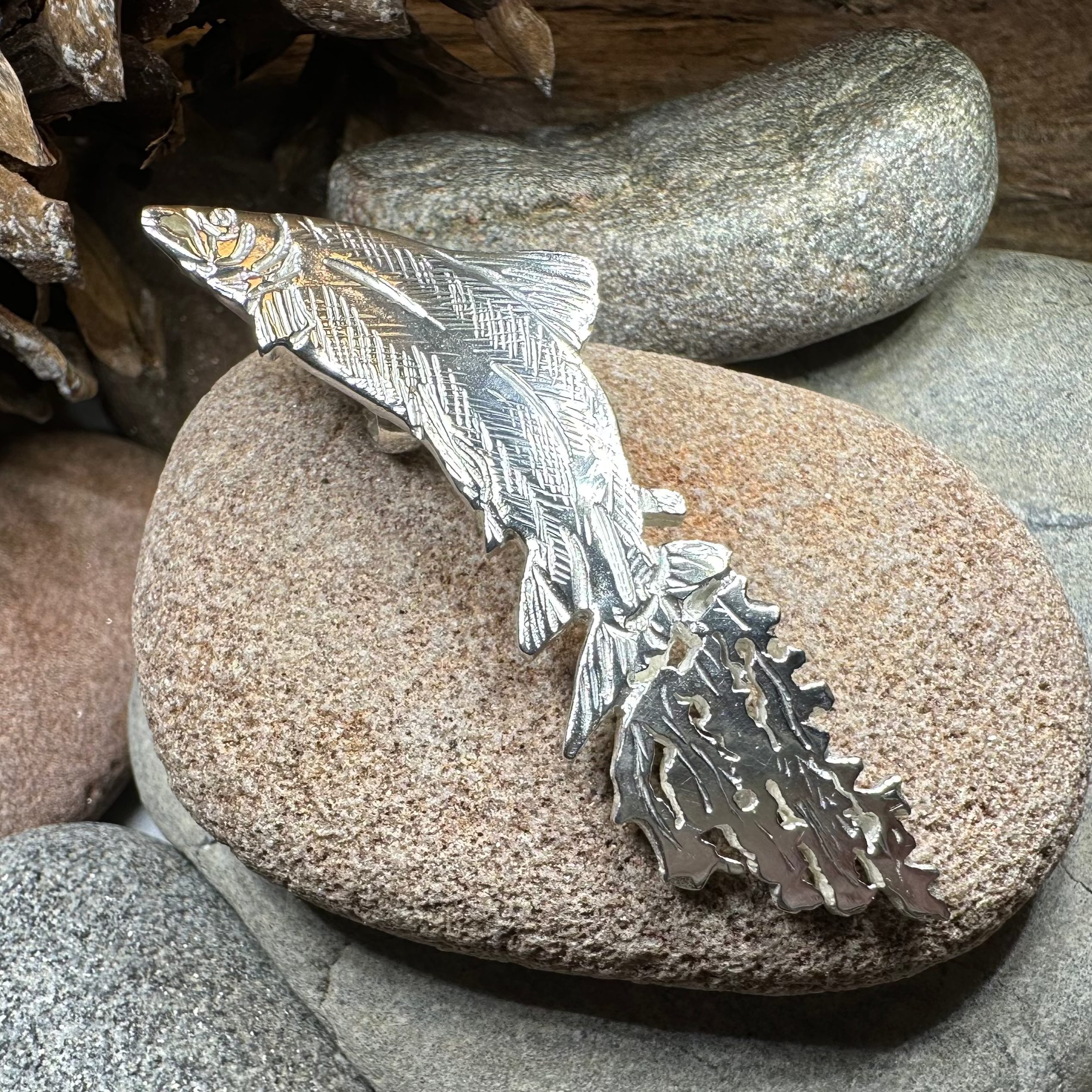 Handmade Irish Salmon of Knowledge Pendant Necklace - Celtic Jewelry for Women, Men - Perfect for St. Patrick's Day, Irish Pride & Unique Gifts