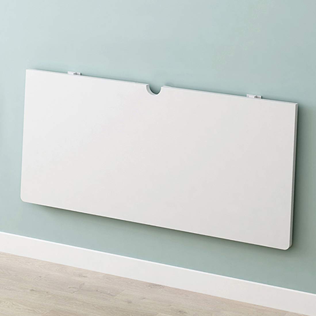 Wall Mounted Drop-Leaf Folding Table - Space Saving White Study Desk with Cable Management Holes | Perfect for Small Apartments, Dorm Rooms & Home Offices