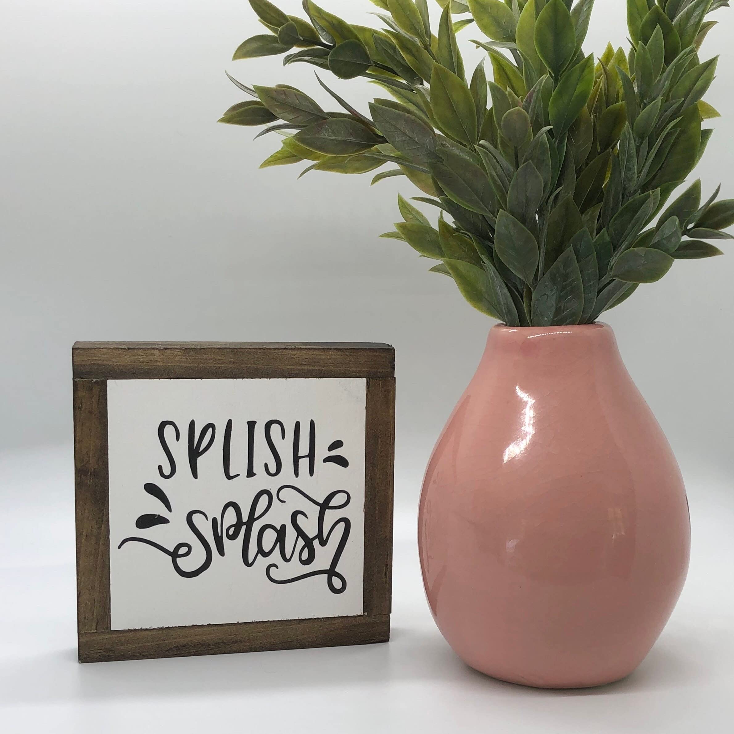 Bathroom Wood Sign - Splish Splash Restroom Decor for Kids & Home - Handmade Small Wooden Wall Art by Bog Road Designs - Perfect for Nursery, Kids Bathroom & Farmhouse Decor