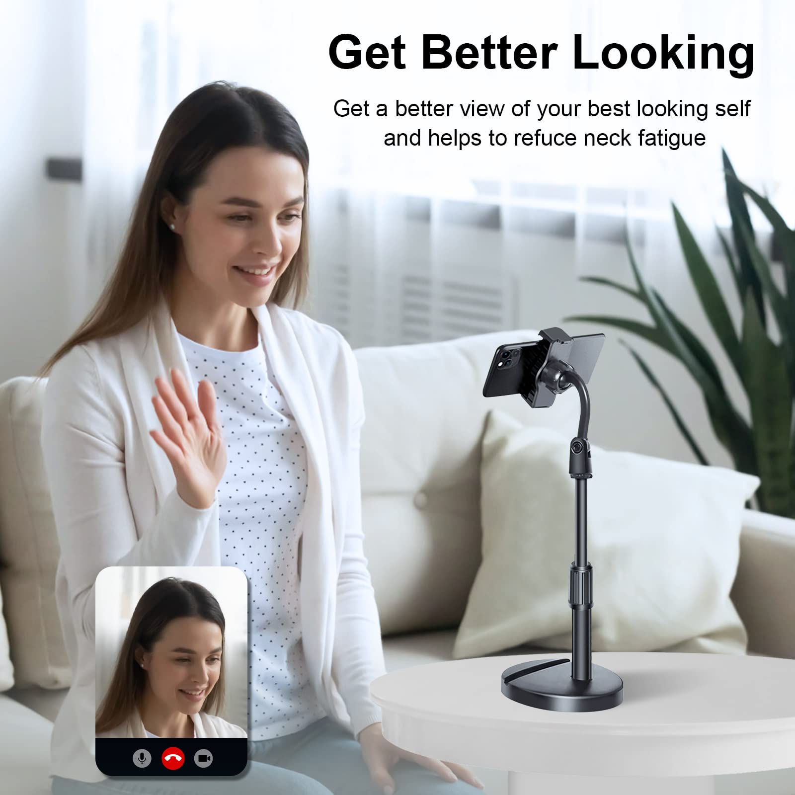 Adjustable Phone Stand & Tablet Holder - 360° Rotatable, Ergonomic Design, Pink - Perfect for Desk, Bed, Office & Travel Use