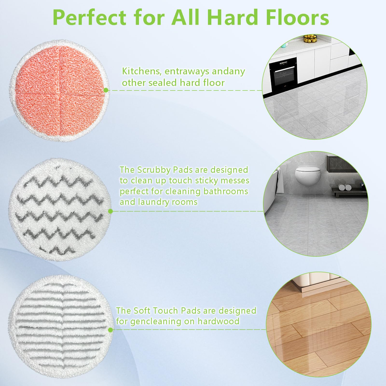 Bissell Spinwave Replacement Mop Pads - 6 Pack (4 Scrub + 2 Heavy Duty) Compatible with Bissell 2039, 2124, 20395, 20399, 2307, 23157, 2315A, 2039Q, 2039T, 2039W - Perfect for Deep Cleaning Hard Floors, Tile & Laminate Surfaces