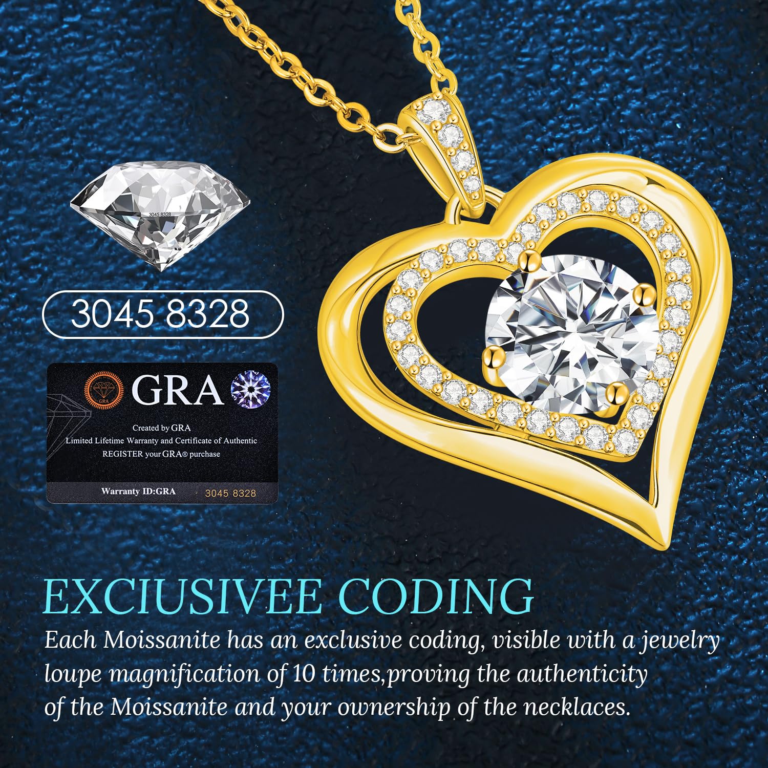ANDSO Women's Necklace - 925 Silver Plated Heart Pendant with 1-3 Carat Moissanite Diamond, Elegant Jewelry Gift for Birthday, Anniversary & Valentine's Day | Perfect for Date Nights, Weddings & Special Occasions