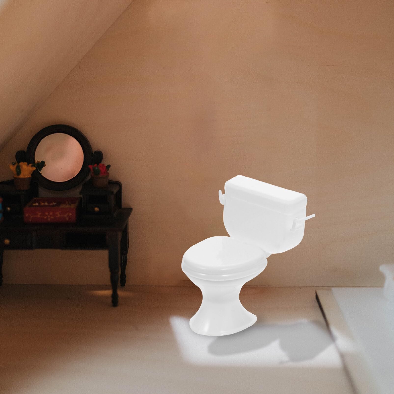 SAFIGLE 2Pcs Miniature Toilet Set - Tiny Dollhouse Bathroom Furniture Models for DIY Miniature House, Baby Shower Decor & Fairy Garden Accessories - Perfect for Dollhouse, Fairy Garden & Miniature Scene Displays