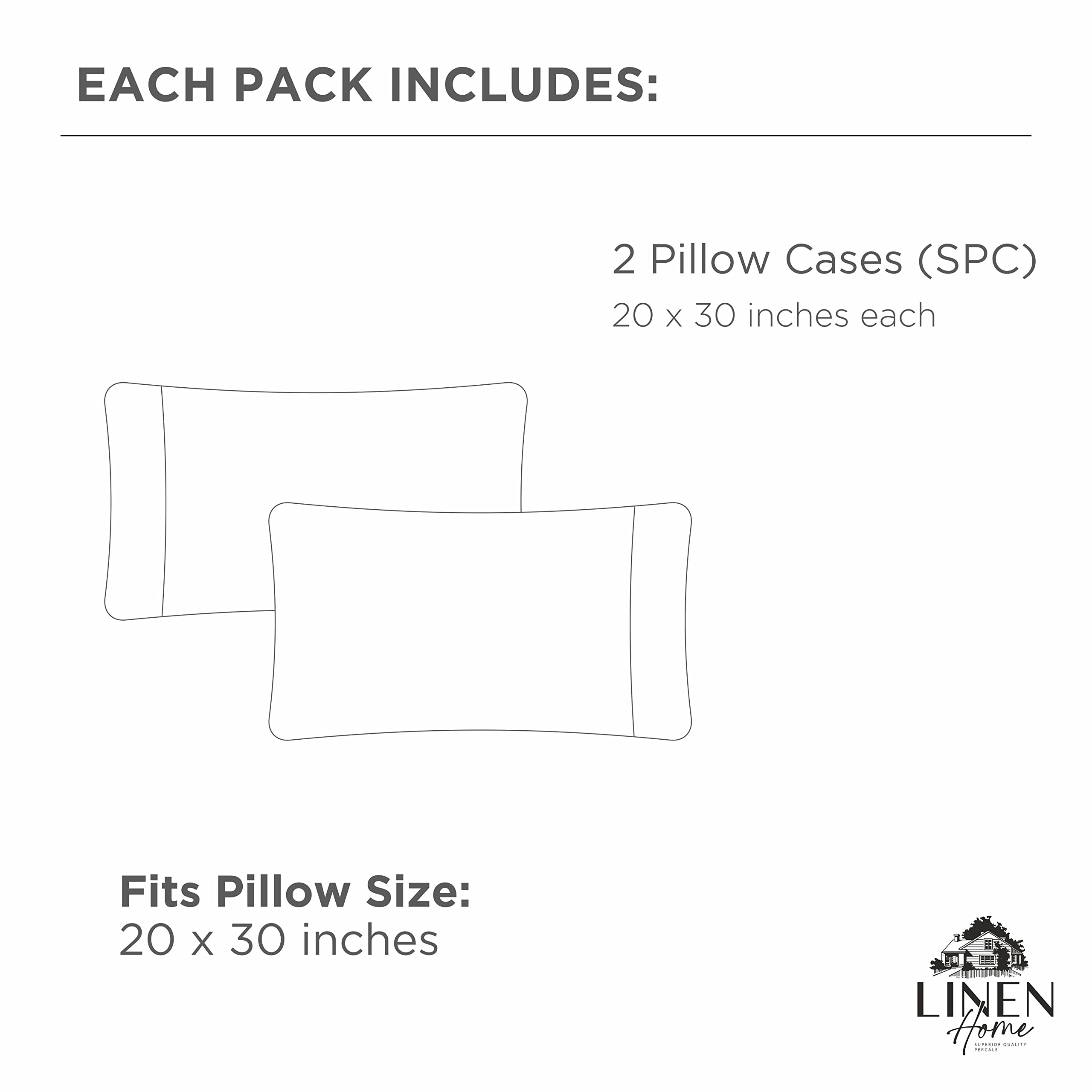 Premium 100% Cotton Percale Pillowcases Queen Size (20x30 Inches) - 2-Pack Crisp & Breathable White Bedding Set for Hotel-Like Comfort - Perfect for Summer, Guest Rooms & Luxury Home Decor