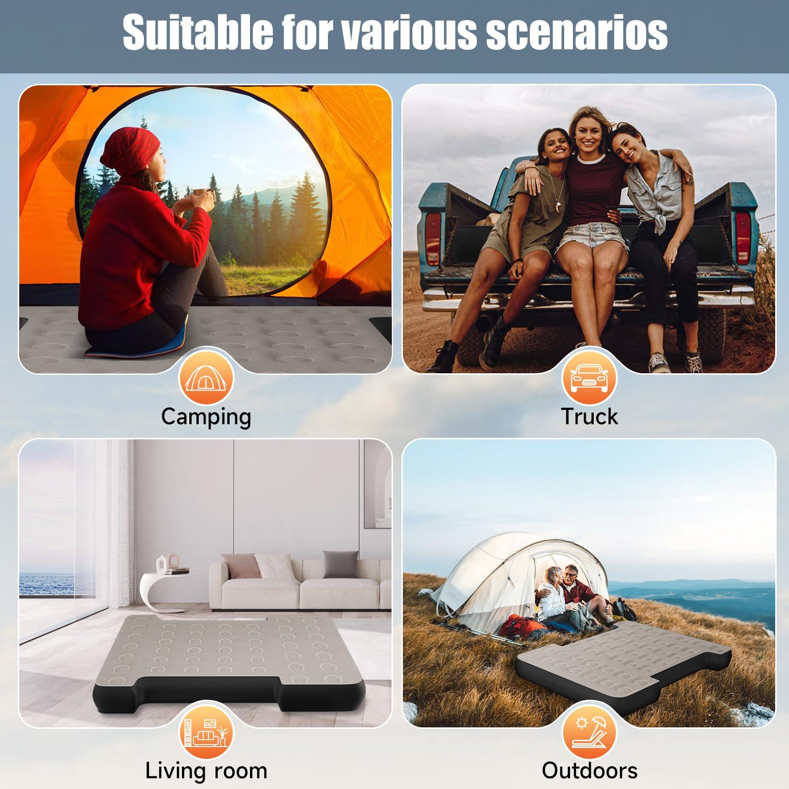 **5-5.8 ft Truck Bed Air Mattress – Full Size Short Inflatable Mattress for Camping, Road Trips & Outdoor Adventures**    *Perfect for short truck beds, camping trips, road travel, and outdoor relaxation!*