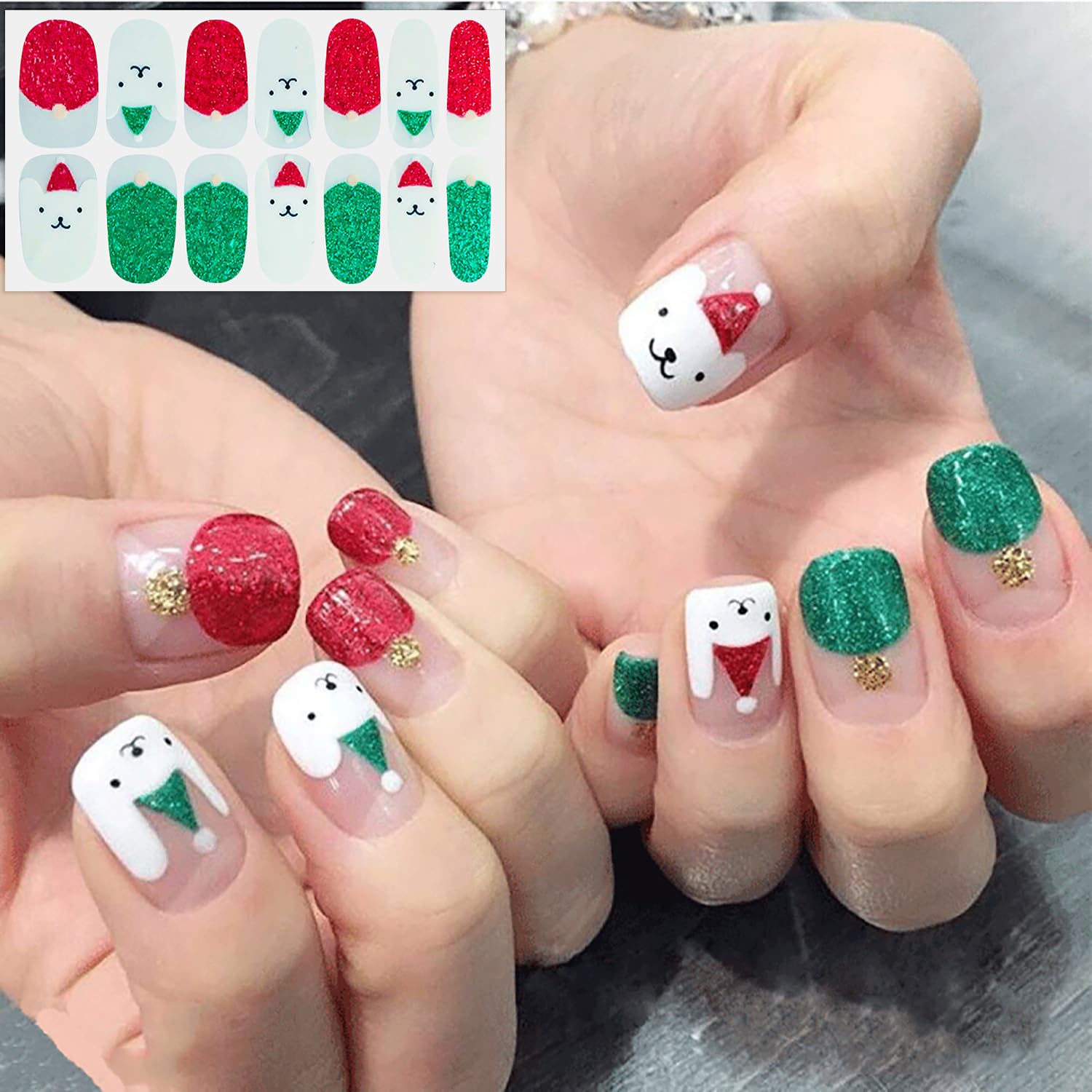 SILPECWEE 6 Sheets Christmas Nail Polish Strips for Women - Self-Adhesive Nail Wraps, Manicure Stickers with Nail File - Holiday Nail Art Accessories for Fingernails & Toes - Perfect for Parties, Gifts & Festive Nail Designs
