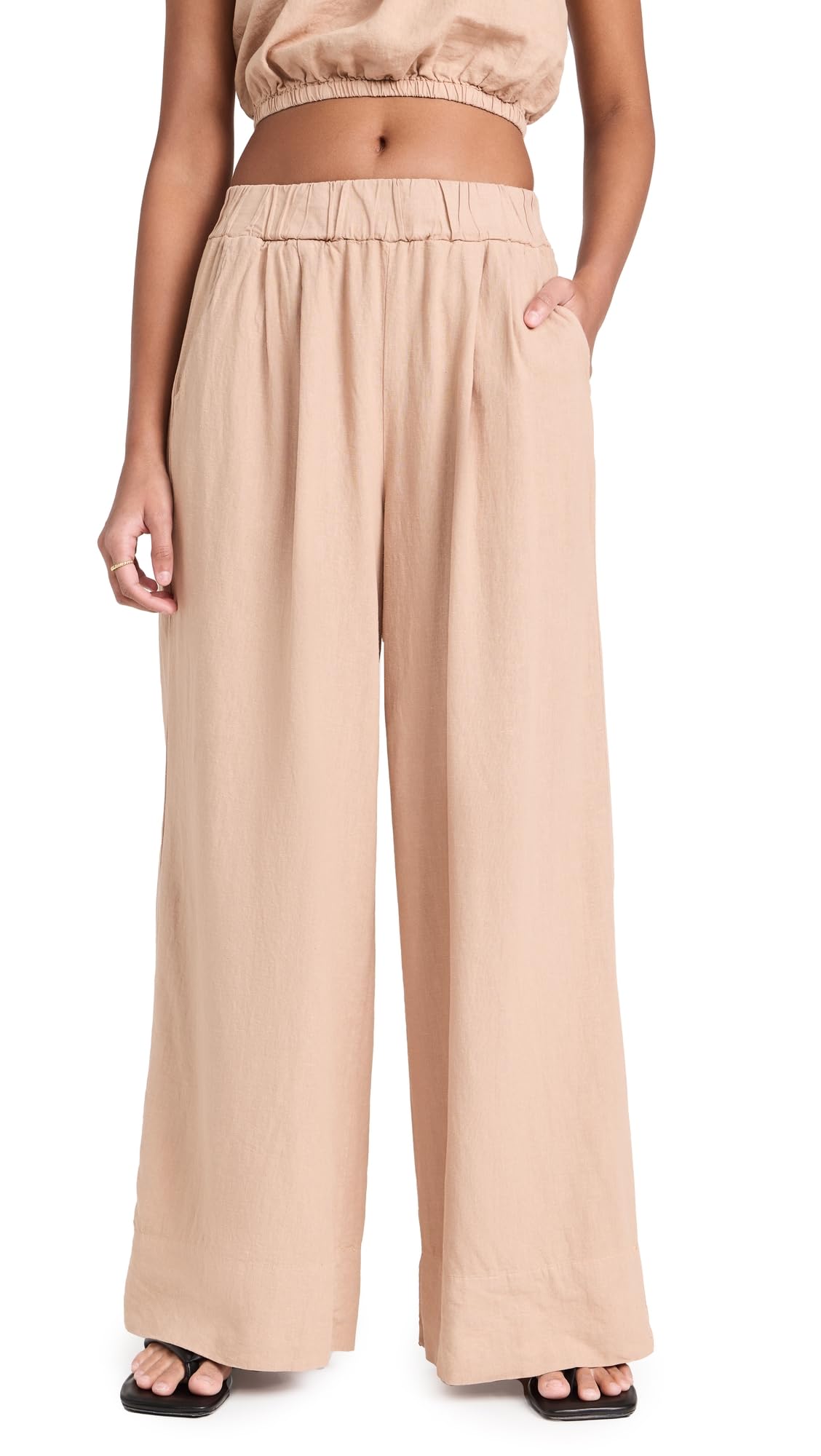 Stylish Women's Linen Wide Leg Pull On Pants - Comfortable & Breathable Summer Casual Trousers for Beach, Travel, and Everyday Wear