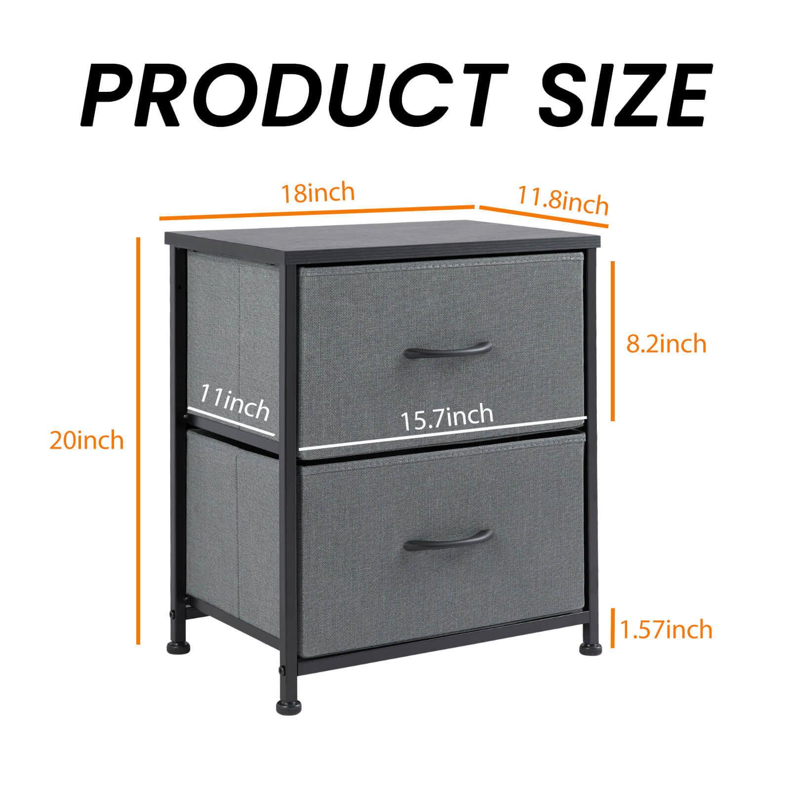 Modern Gray Dresser with Metal Frame & Wood Top - 2-BC Chest of Drawers for Bedroom, Living Room or Office Storage