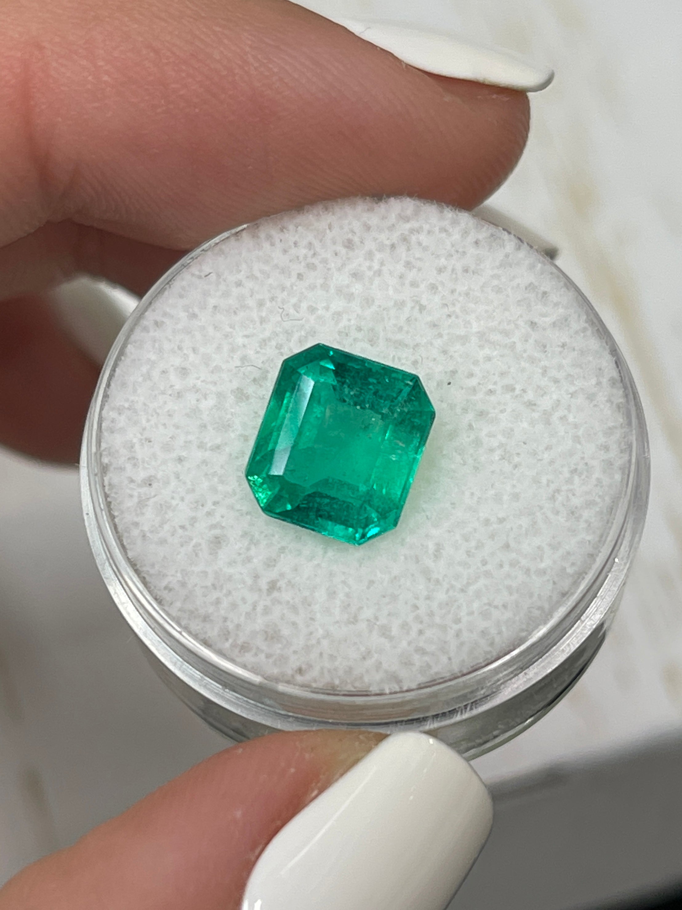 2.63 Carat Deep Bluish Natural Loose Colombian Emerald - Emerald Cut Gemstone for Jewelry Making, Engagement Rings & Luxury Gifts