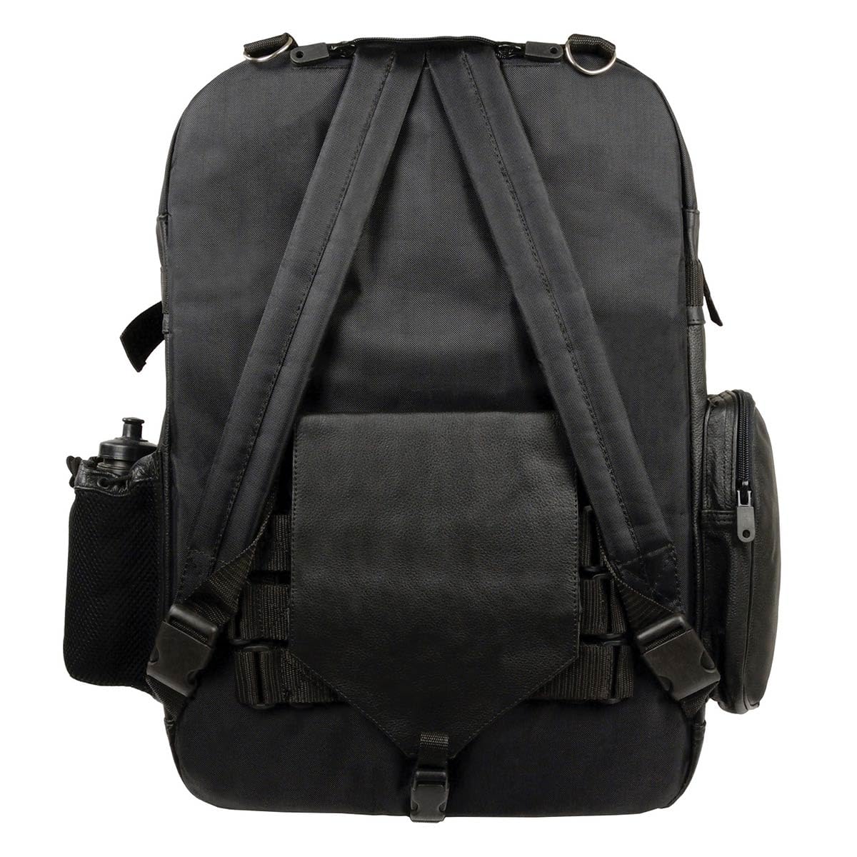 Milwaukee SH540 Medium Black Leather & Textile Motorcycle Sissy Bar Backpack - Durable Storage for Rides, Commuting & Road Trips - One Size Fits All