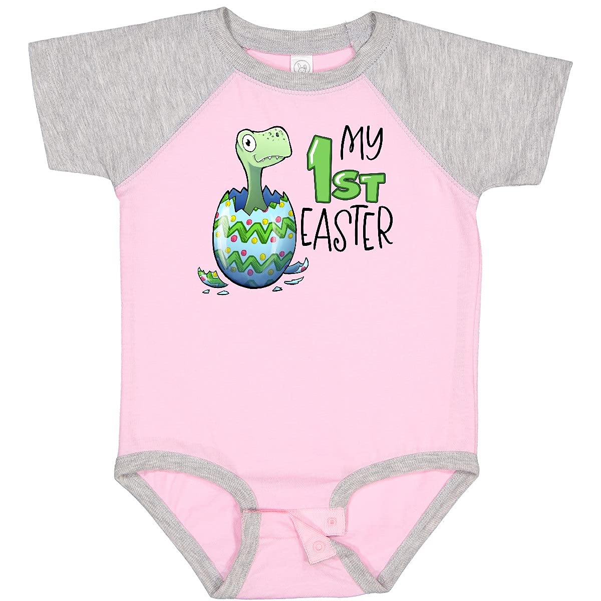 Inktastic My 1st Easter Dinosaur Hatching Easter Egg Baby Bodysuit - Cute Dino Themed Outfit for Easter Photos, Baby Shower & Holiday Celebrations