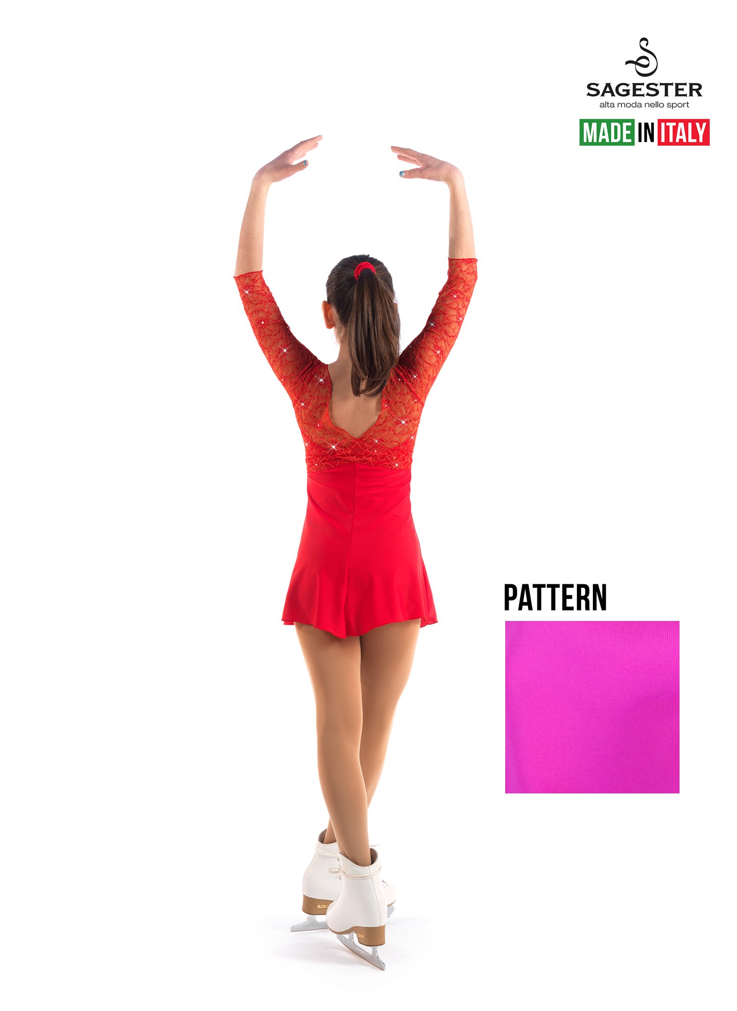 SKATE GURU SAGESTER Figure Skating Dress - Competition & Practice Wear | Handmade in Italy | 2024 New Collection | Perfect for Ice Shows, Performances & Training