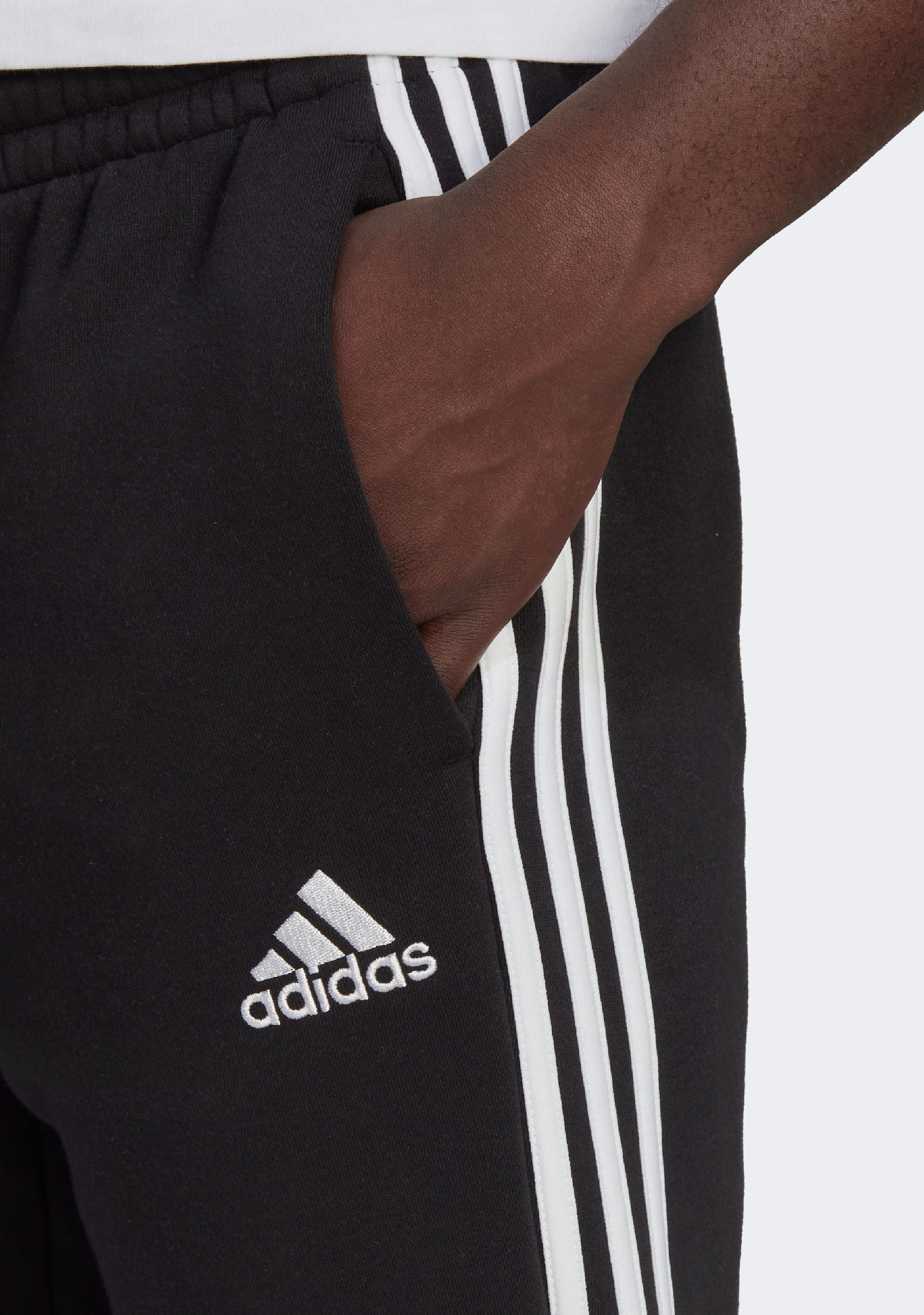 Adidas Men's Essentials Fleece Tapered Cuff Joggers with 3 Stripes - Comfortable Athletic Pants for Running, Gym & Casual Wear