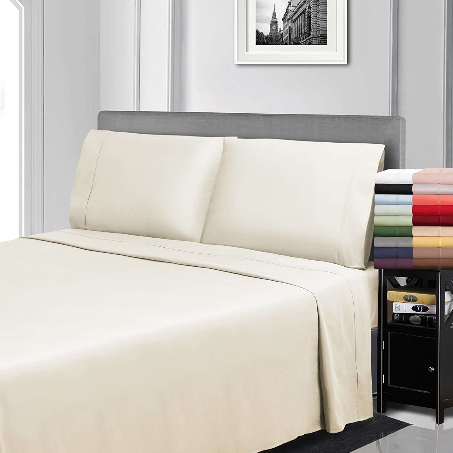 Premium 300TC Egyptian Cotton Sheets Set - Queen Beige for Luxurious Sleep