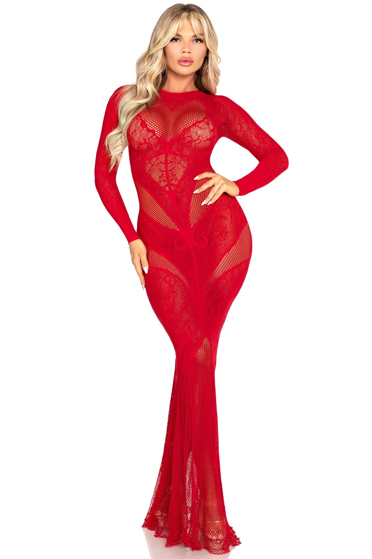 Elegant Lace Keyhole Heart Gown - Romantic Formal Dress for Prom, Wedding & Evening Events