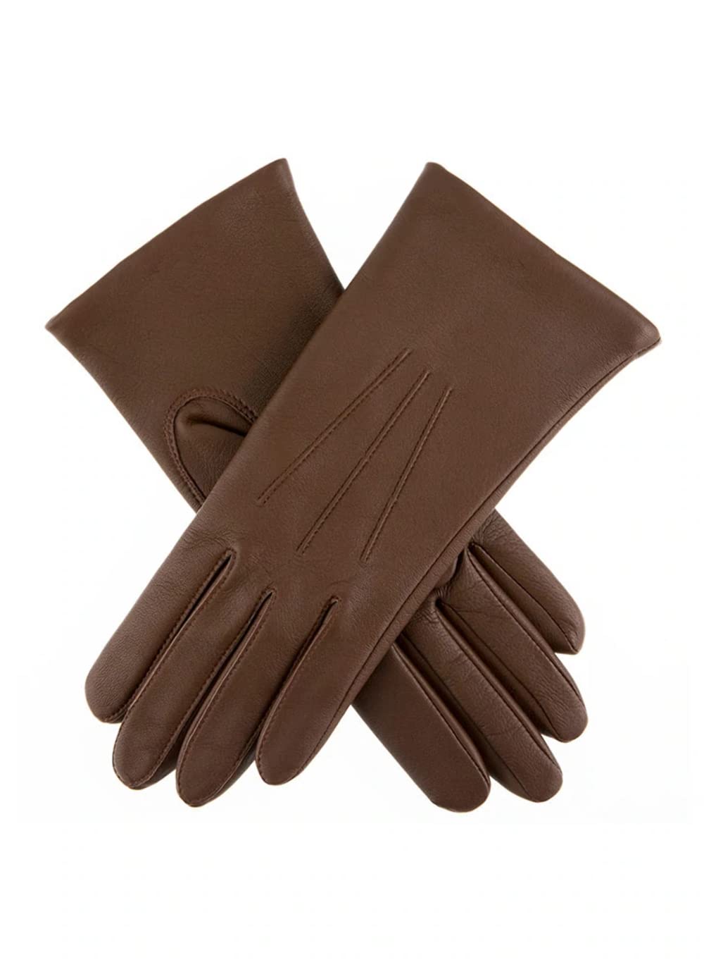 Dents Women's Classic Smooth Grain Leather Gloves with 3-Point Stitch Detail in Chestnut - Size 7.5 | Winter Fashion Accessories for Driving, Outdoor Activities & Formal Events