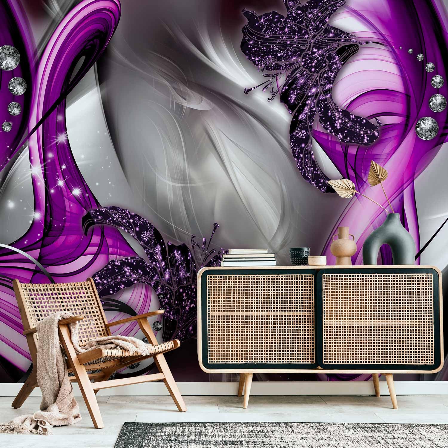 Artgeist Peel and Stick Wallpaper - Purple Abstract Mural (154x110 inches) | Self-Adhesive Removable Wall Decor for Living Room, Bedroom & Office | Large Wall Sticker with Modern Design A-0221-a-d