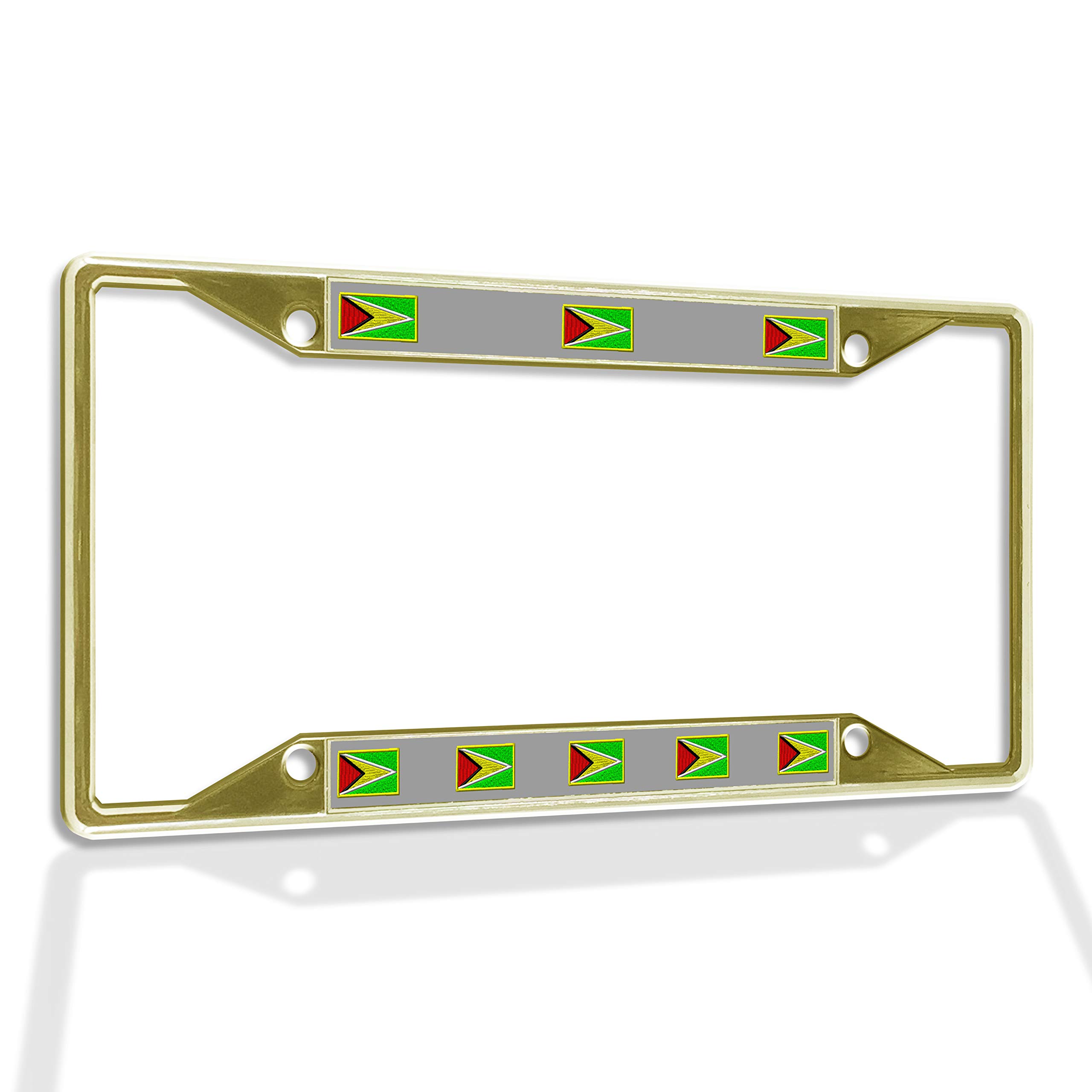 Premium Metal Insert License Plate Frame - Weatherproof & Durable Car Accessory with 4 Solid Gold Holes - Perfect for Guyana & All Weather Conditions - Ideal for Car Enthusiasts & Vehicle Customization