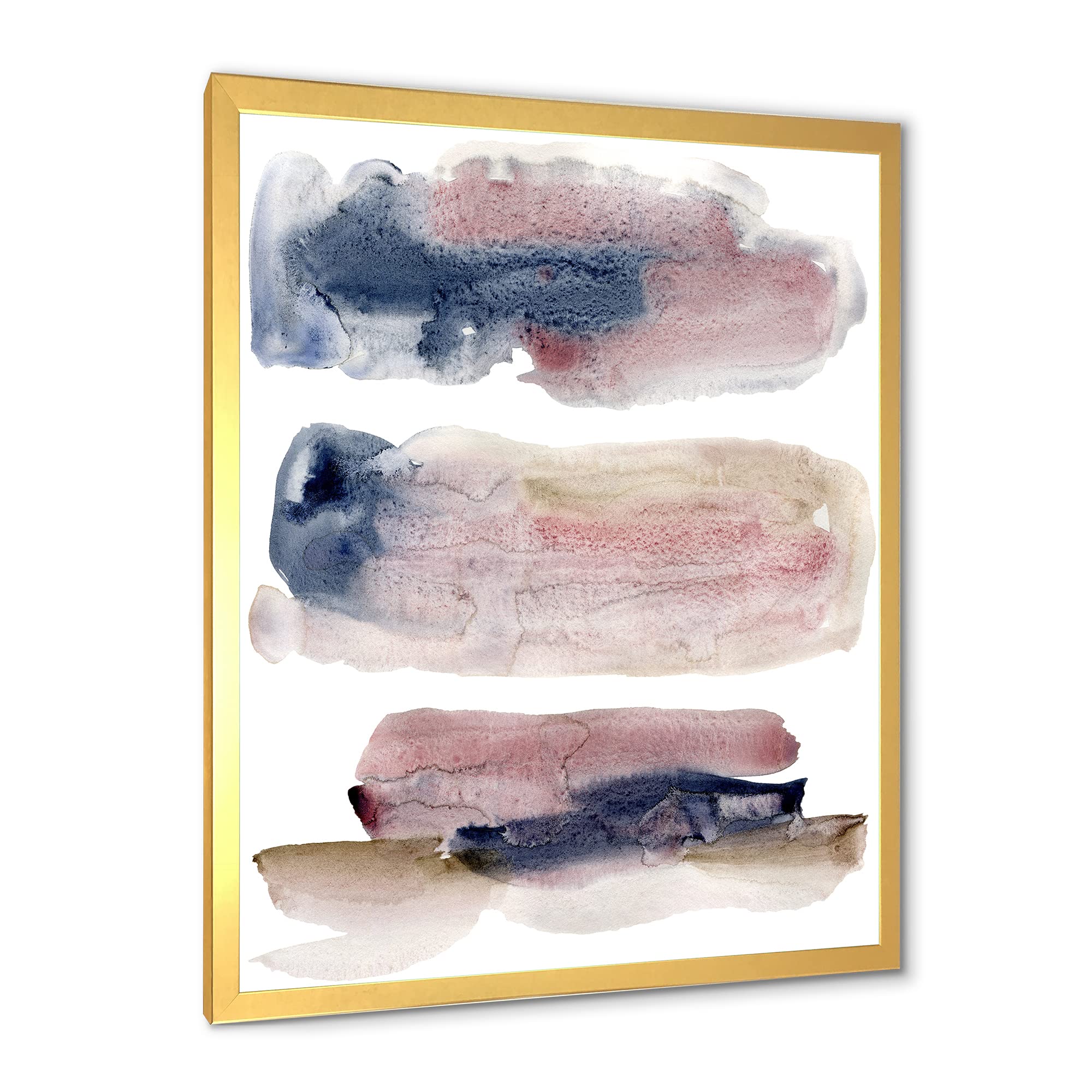 DesignQ Beige Pink and Blue Clouds Modern Framed Wall Art - Contemporary Home Decor for Living Room, Bedroom & Office