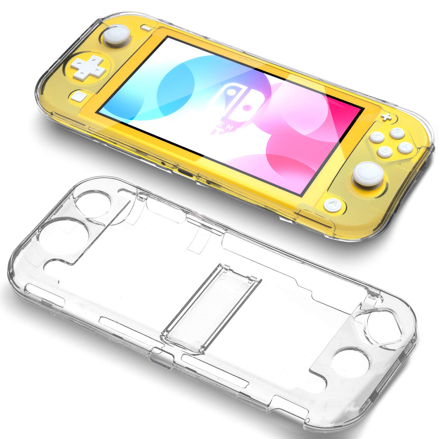Premium Clear Hard Protective Case for Nintendo Switch Lite with Built-in Kickstand | Shockproof Cover for Gaming | Perfect for Travel, Home & On-the-Go Play