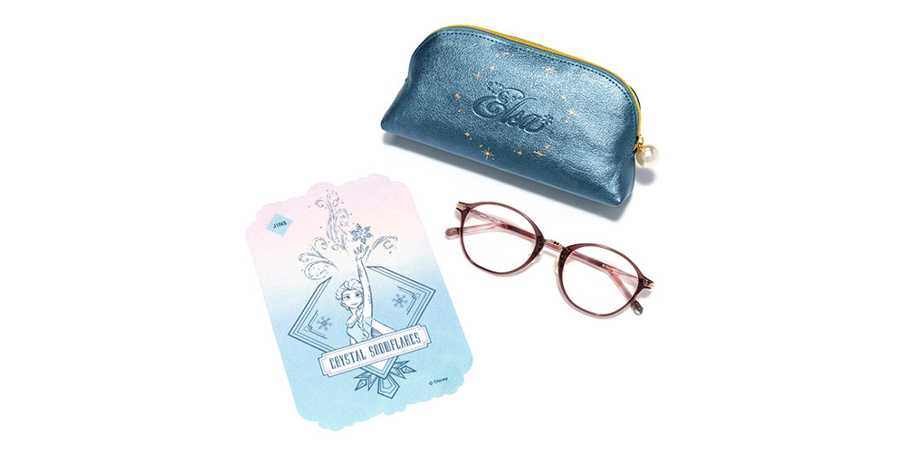 JINS x Disney Frozen Elsa 051 78 Eyeglasses - Stylish Blue Light Blocking Glasses for Kids & Adults - Perfect for Screen Time, Reading & Cosplay