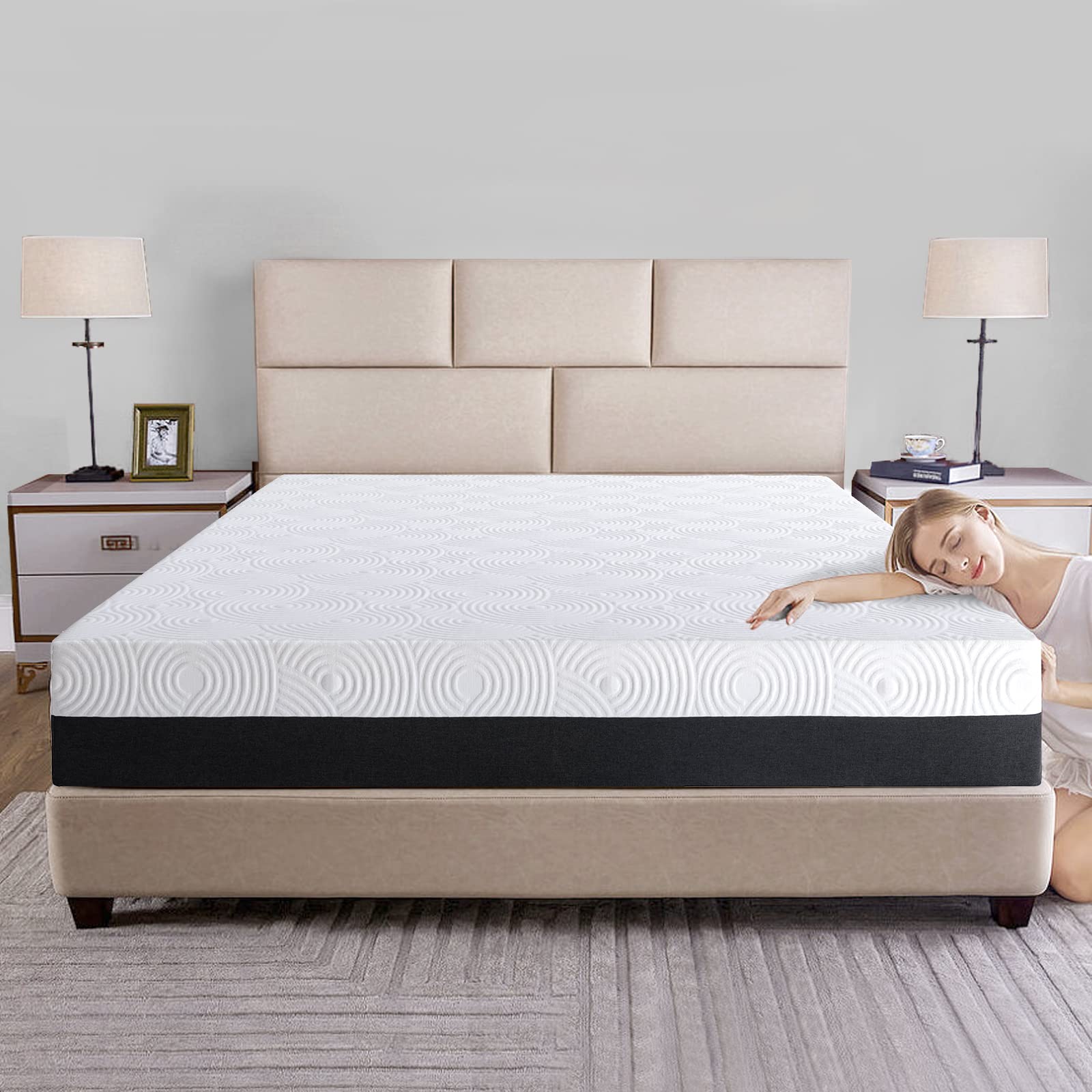 Opoiar 10 Inch Full Size Memory Foam Mattress in a Box - Cooling Gel Green Tea AeroFusion Technology for Cool Sleep & Pressure Relief, Medium-Firm Support, Fiberglass-Free, CertiPUR-US Certified, Made in USA - Perfect for Bedrooms, Guest Rooms, Dorms & Apartments