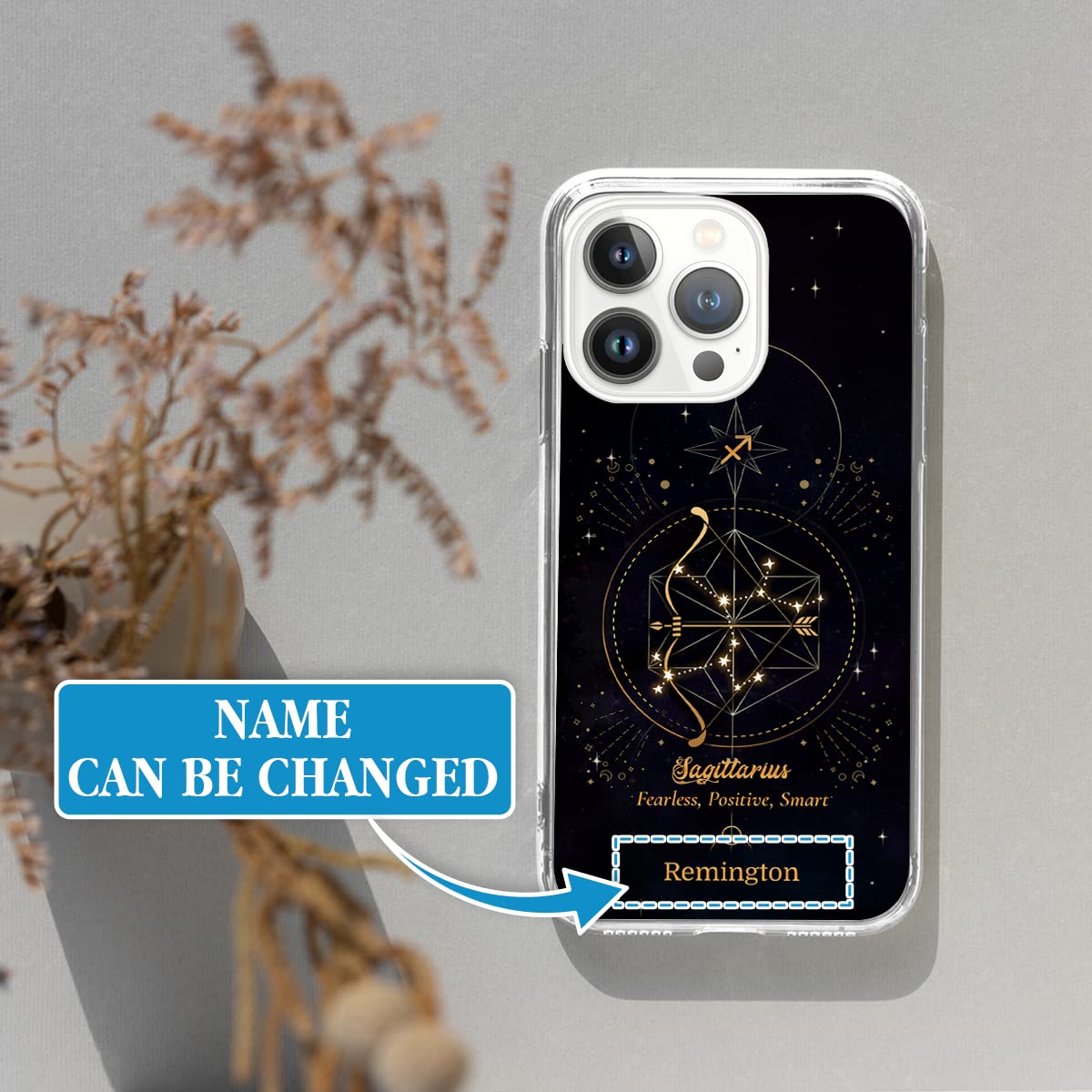 Custom Zodiac Sagittarius Astrology Horoscope Phone Case for iPhone 16/15/14/13/12/11/XR/X/XS/8/7 Plus/Mini/Pro Max - Personalized Star Sign Birthday Gift for Travelers & Adventurers
