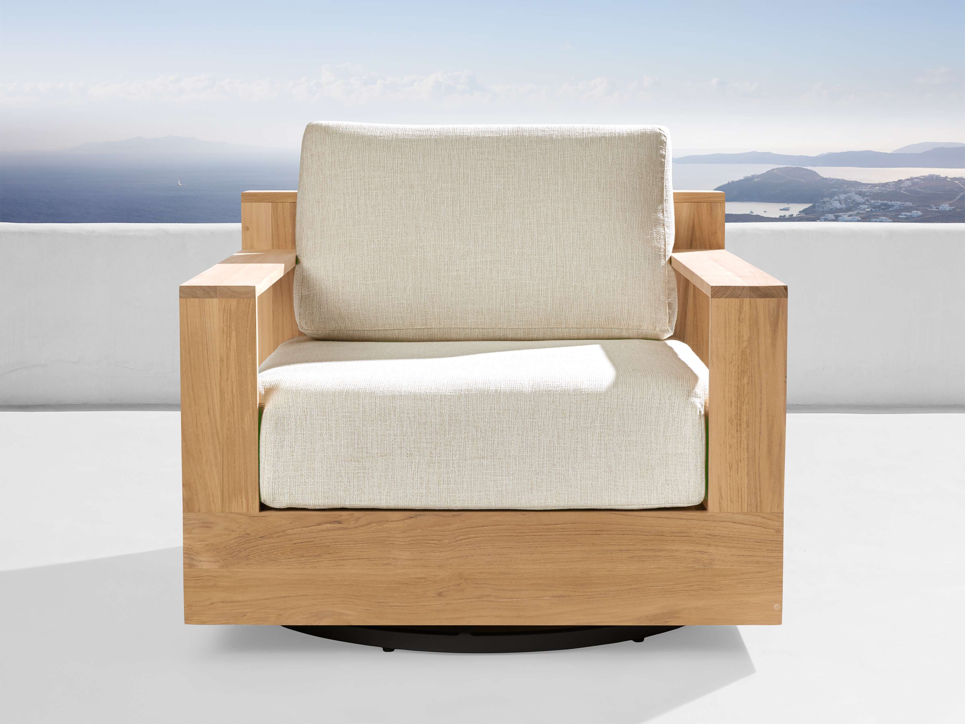 Premium Teak Swivel Chair for Outdoor Patio - Weather-Resistant Bal Harbour Style Rotating Lounge Chair - Perfect for Poolside, Garden, and Deck Relaxation
