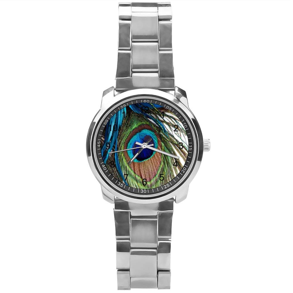 Stylish Peacock Feather Analog Watch for Men & Boys - Stainless Steel Strap Wristwatch | Perfect for Formal Events, Gifts & Everyday Wear