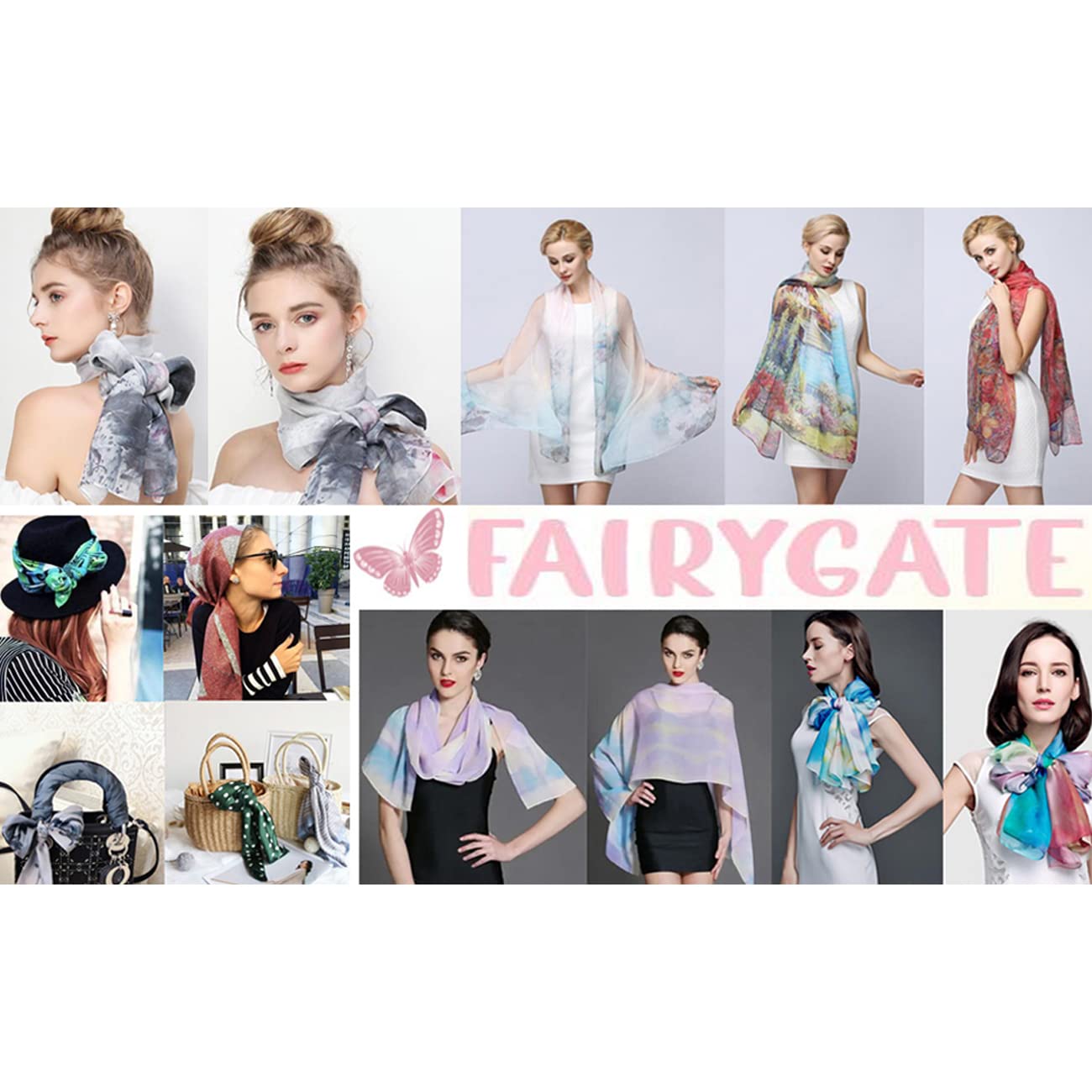 FairyGate Lightweight Chiffon Scarf for Women - Soft Smooth Elegant Shawl Wrap Fashion Accessory - Perfect for Office, Party, Wedding & Daily Wear - 20A52