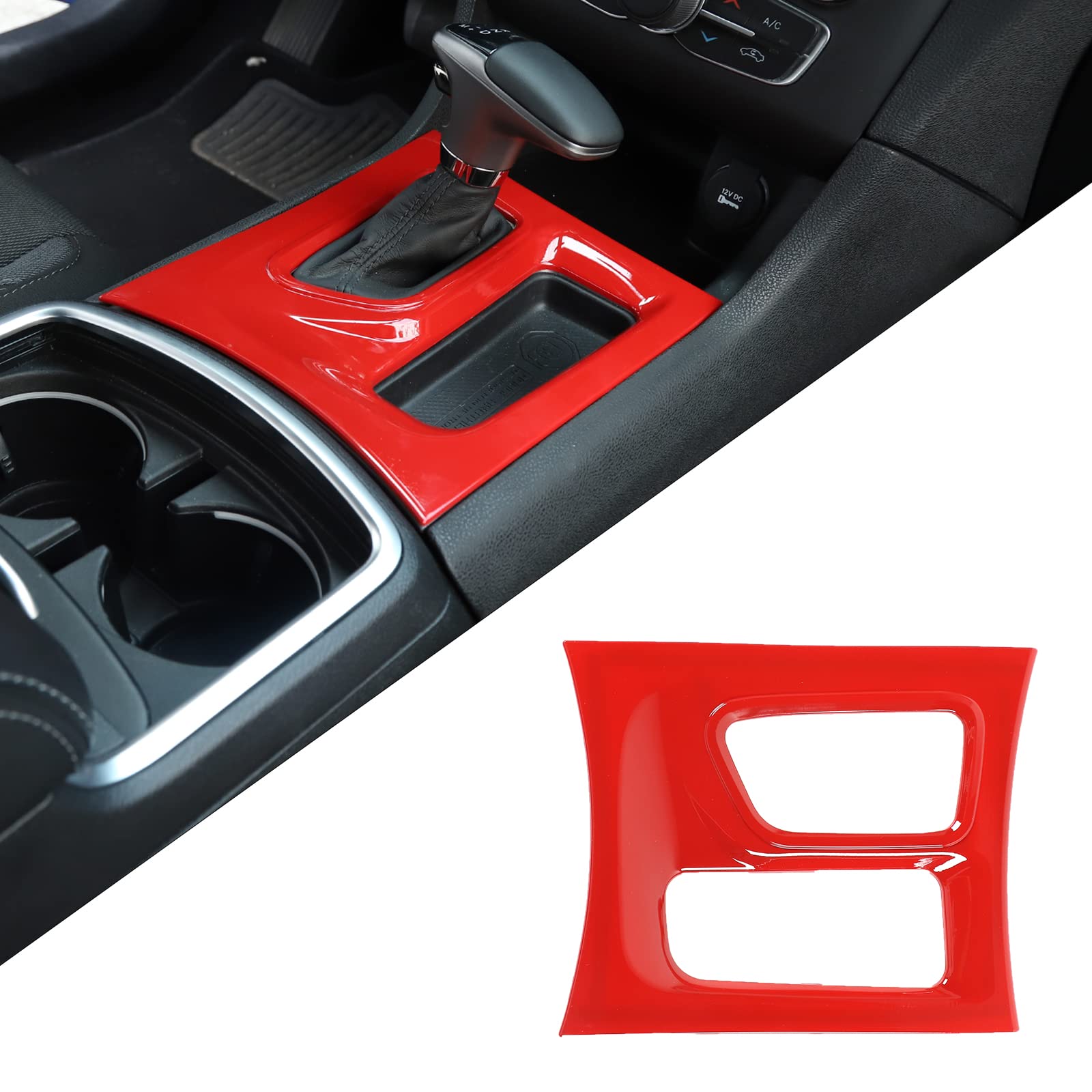 CheroCar Red Gear Shift Panel Trim for Dodge Charger 2015-2021 - Premium Center Console Upgrade Accessory (Perfect for Interior Customization & Car Enthusiasts)