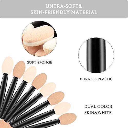 COSLUXE Disposable Double Sided Oval Eyeshadow Brush Sponge Applicators - 10 Pack | Soft Makeup Sponge for Eyeshadow, Eyeliner & Concealer Application | Perfect for Professional Makeup Artists & Home Use