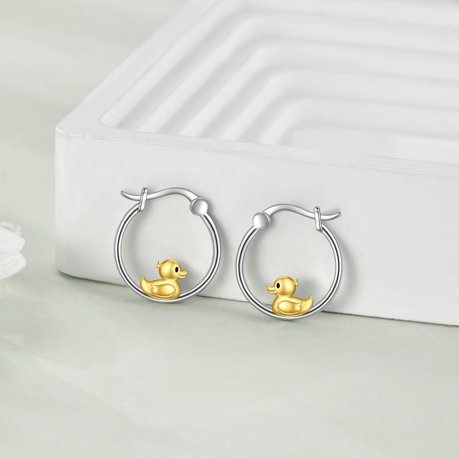 925 Sterling Silver Animal Hoop Earrings for Women - Duck, Seal, Capybara, Octopus, Rabbit, Panda, Crocodile, Unicorn, Black Cat, Butterfly, Owl, Bee, Penguin | Cute Dainty Jewelry Gift for Her, Everyday Wear & Special Occasions
