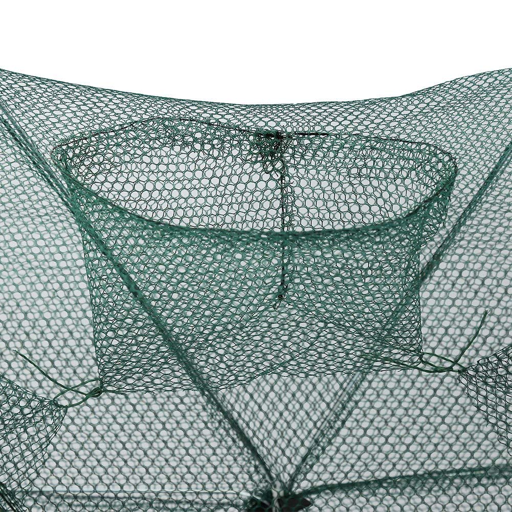 Foldable Fishing Net Trap with 6/12 Holes - Automatic Shrimp & Crab Catcher, Nylon Collapsible Fish Trap for Freshwater & Saltwater Fishing - Perfect for Camping, Boating, and Outdoor Adventures (6 Holes)