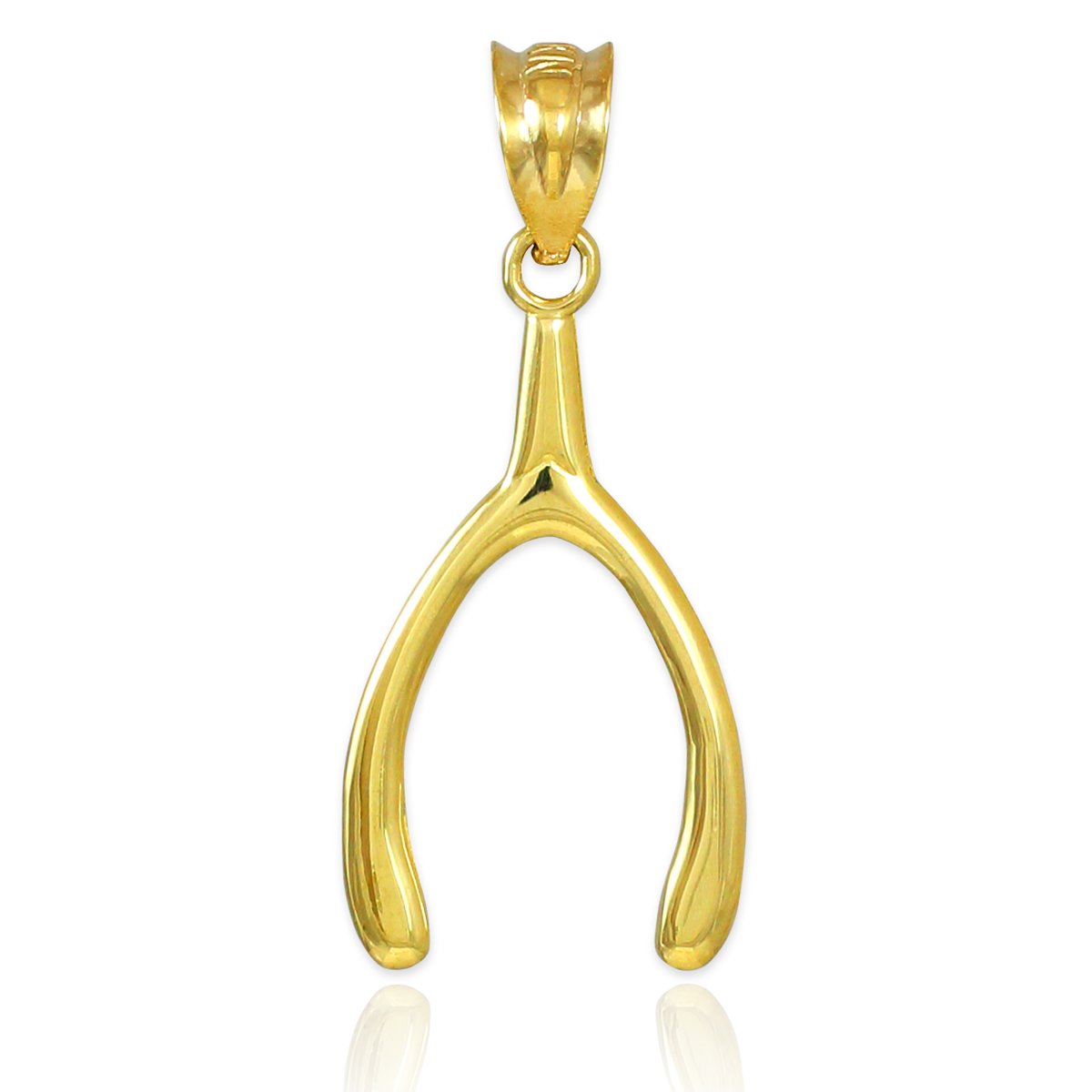 10k Gold Polished Wishbone Pendant Necklace for Women - Elegant Dainty Jewelry Gift for Birthday, Anniversary & Everyday Wear