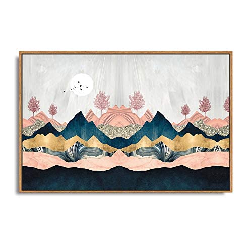 Abstract Mountain Nature Scenery Framed Canvas Wall Art - 24x36 Inch Home Decor for Living Room & Bedroom | Perfect for Modern Interior Design & Housewarming Gifts