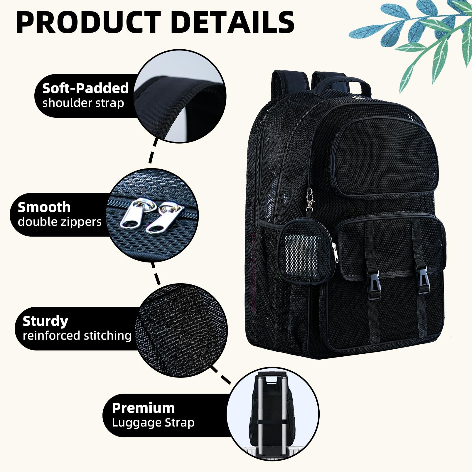 Durable Mesh Backpack for School, Travel & Sports - Clear See-Through Backpack for Women & Men - 3 Size Options - Perfect for Students, Gym, Beach & Outdoor Adventures