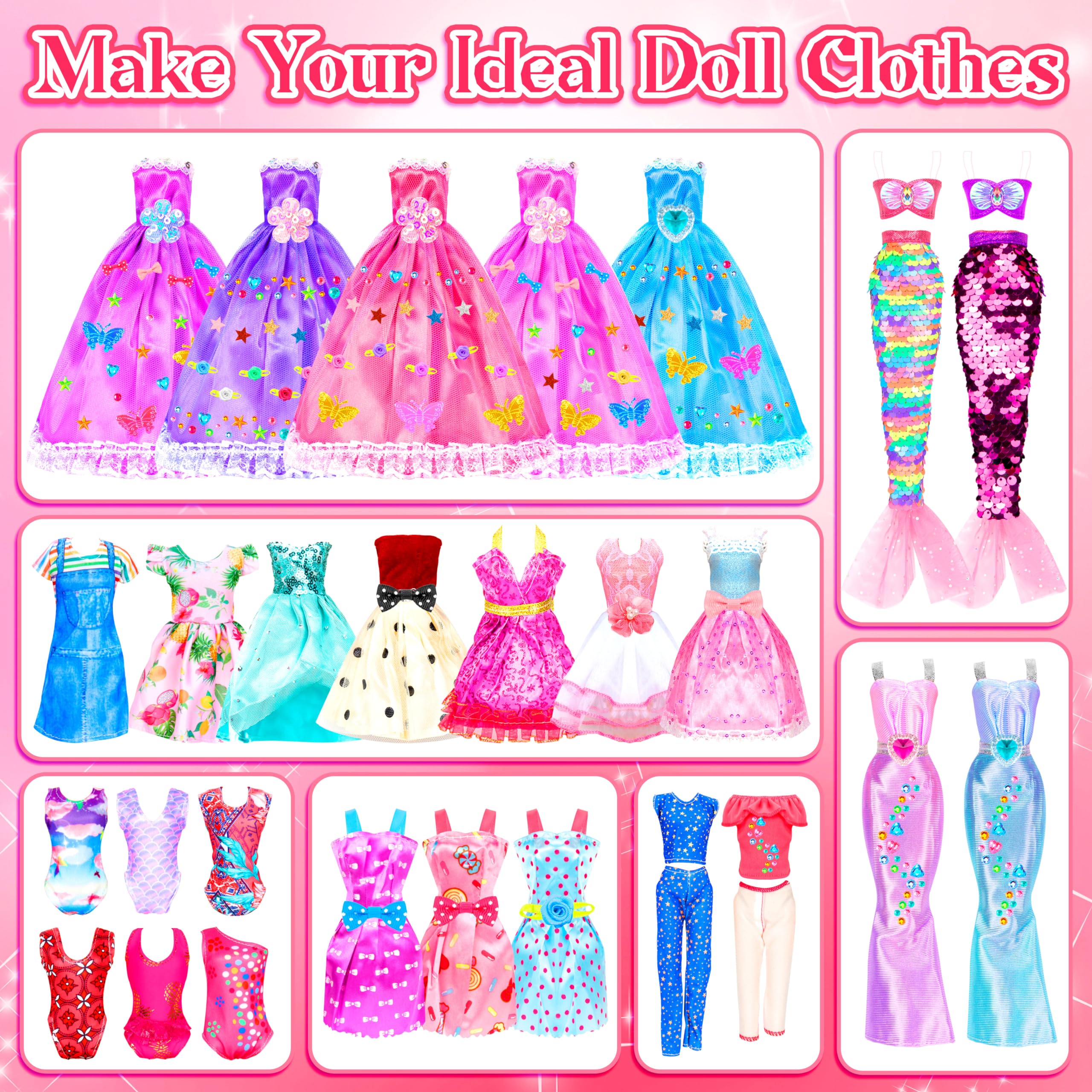DIY Doll Clothes & Accessories Set - Fashion Outfits for 18