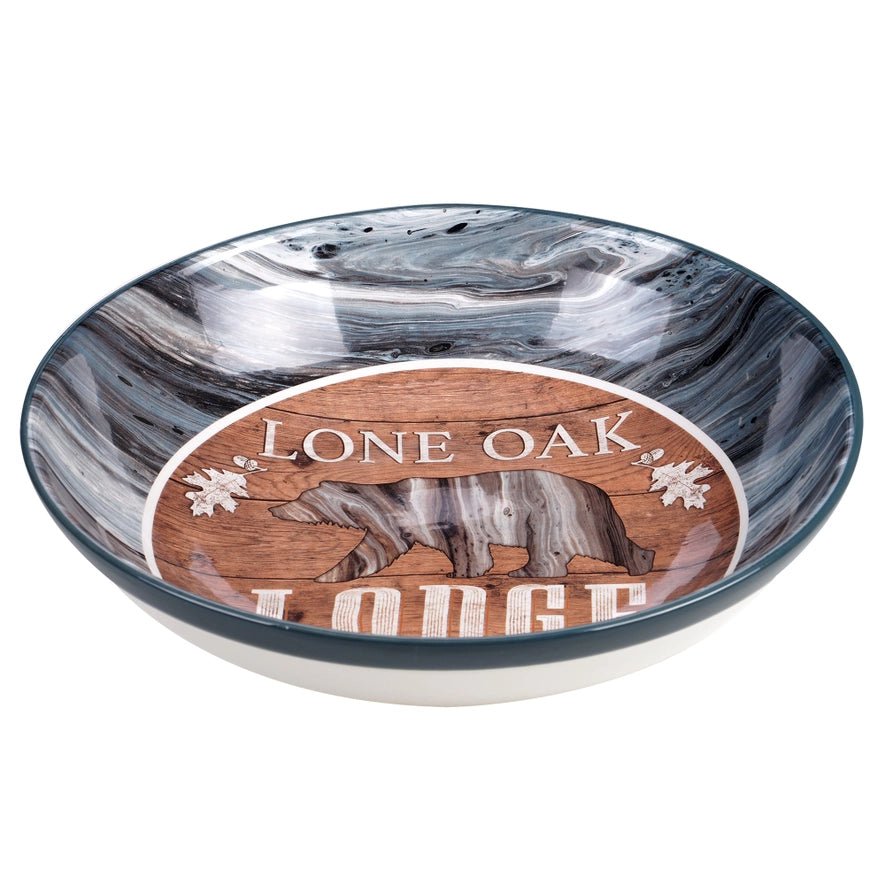 Premium Lone Oak Serving & Pasta Bowls Set - Handcrafted Wooden Bowls for Salads, Pasta, Soup & Desserts - Perfect for Dining, Entertaining & Rustic Kitchen Decor