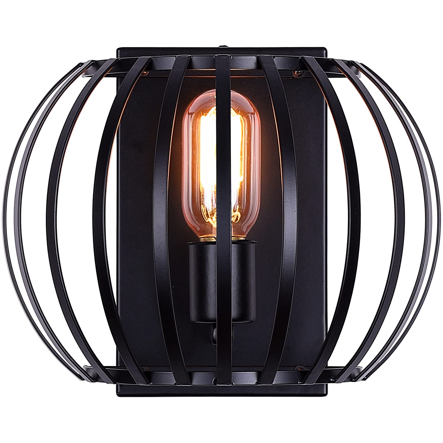 Industrial Black Wall Sconces - Matte Black Bedroom Wall Lighting for Headboard, Living Room & Hallway | Vintage Style Plug-in Wall Lamp for Home Decor & Ambient Lighting
