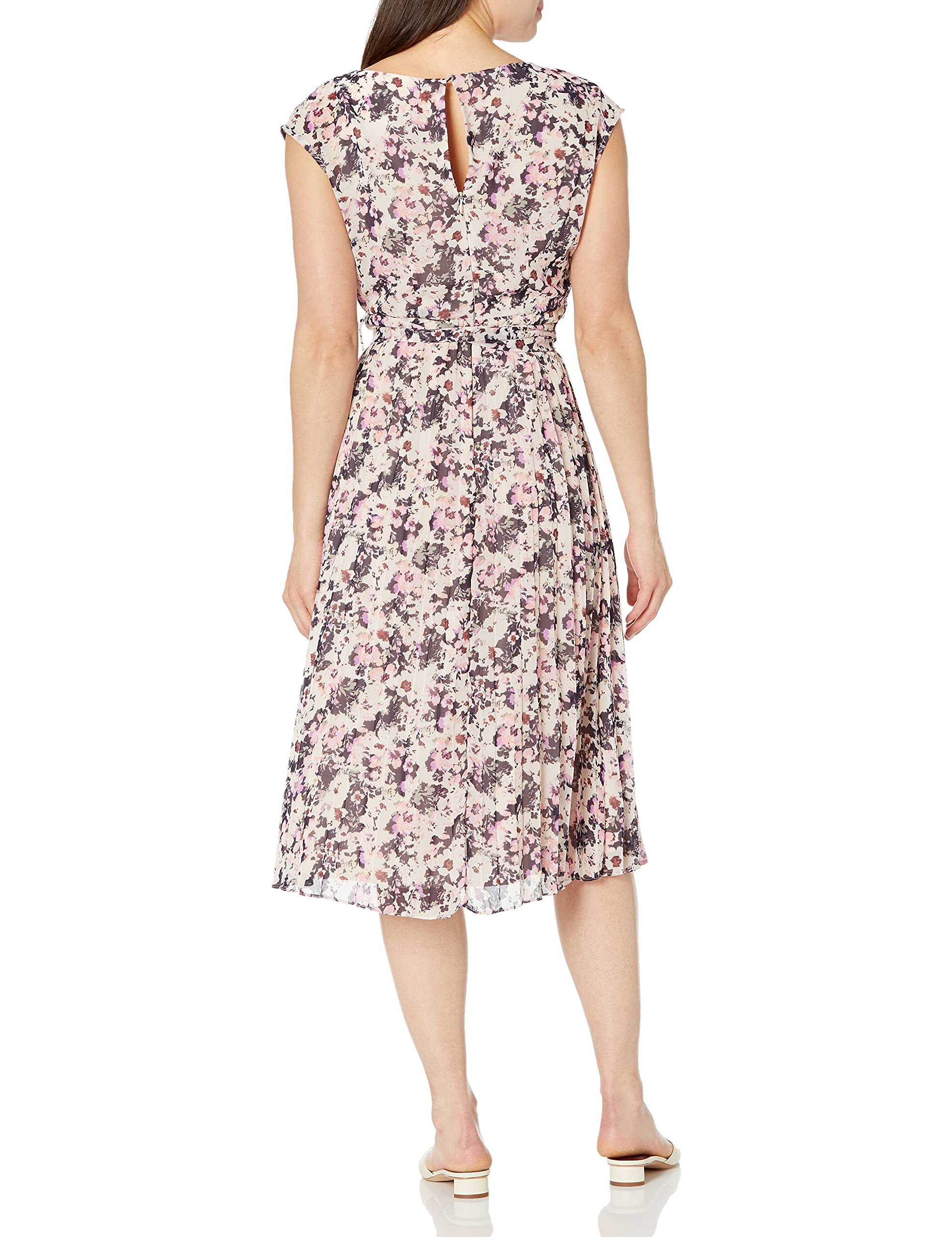 Maggy London Women's Pleated Chiffon Wrap Dress for Office & Party