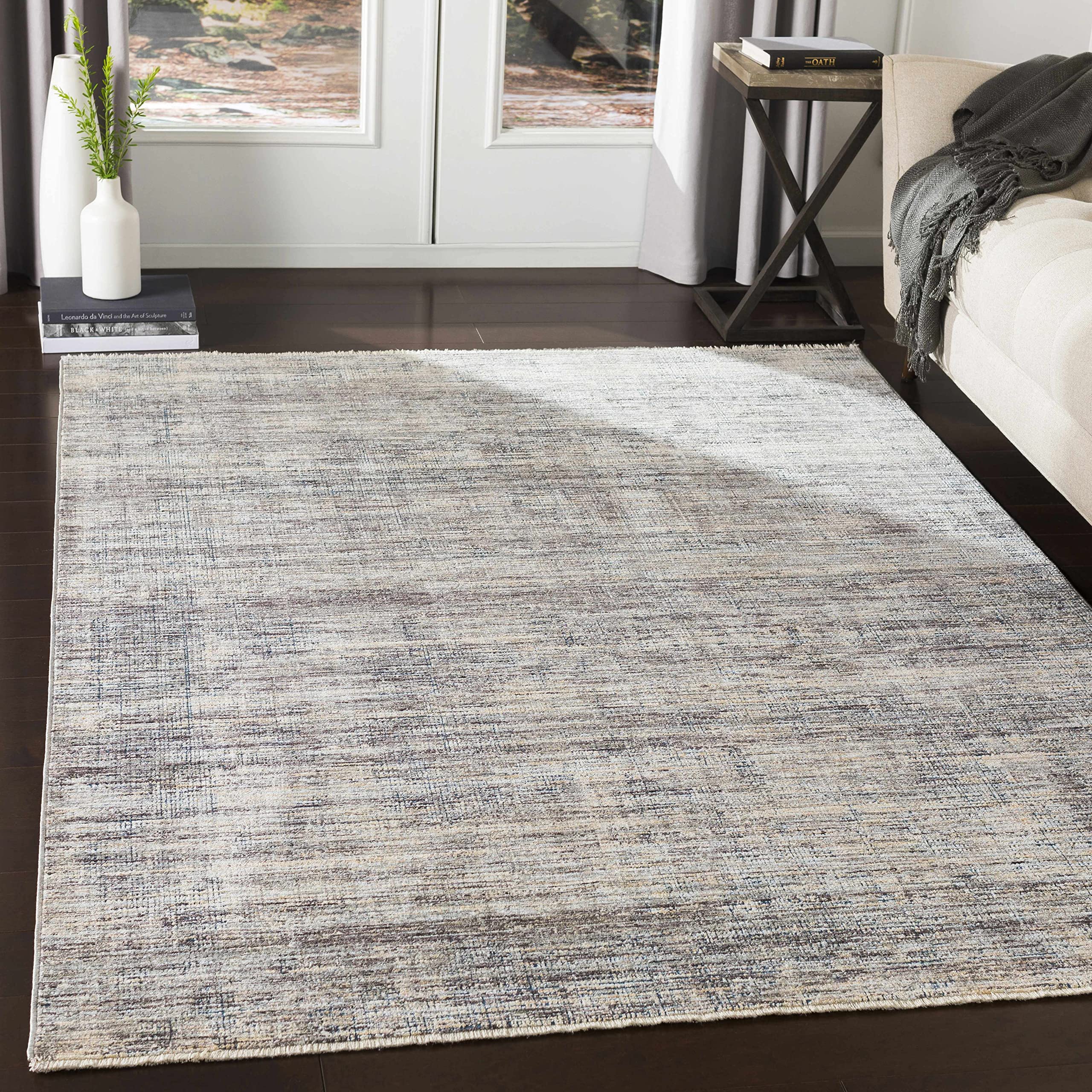 Modern Hauteloom Thornhill Area Rug for Living Room & Bedroom - Soft Gray, Blue, Green Accent - 3'3