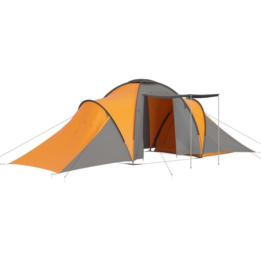 SKM 6-Person Camping Tent - Lightweight, Waterproof, Gray & Orange for Family Outdoor Adventures, Hiking, and Backpacking Trips