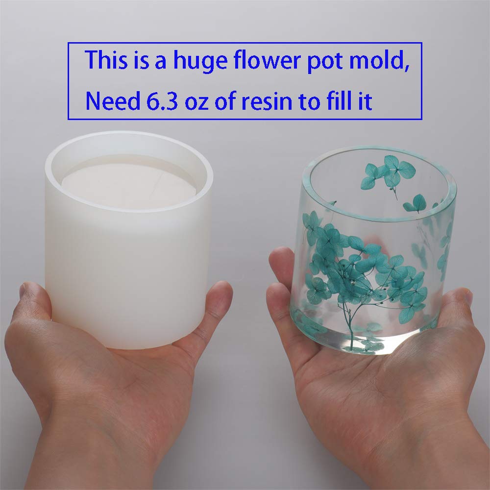 2 Pack DIY Silicone Plant Pot Molds - Square Cube & Round Cylinder Resin Planter Molds for Succulents, Flowers | Perfect for Home Decor, Office Desk & Craft Projects