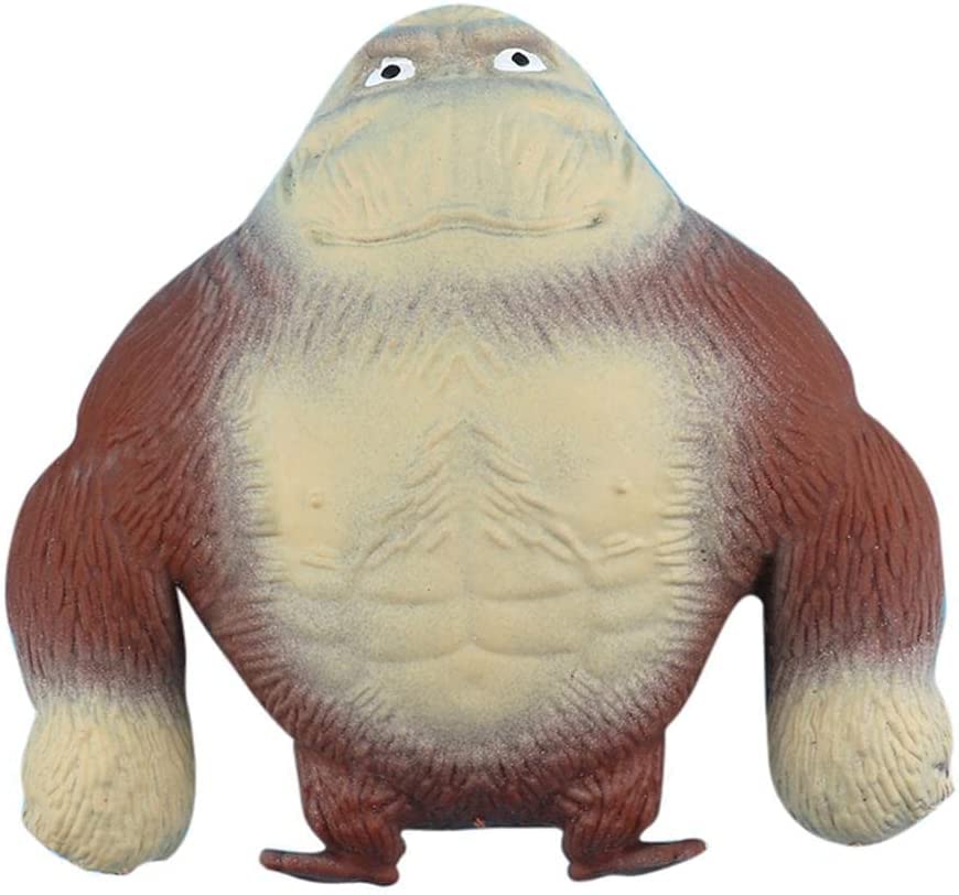 Stretchy Gorilla Toy - KUNACC Elastic Gorilla Figure, Squishy Monkey Stress Relief Toy for Kids & Adults (Brown) - Perfect for Sensory Play, Party Favors & Desk Decor