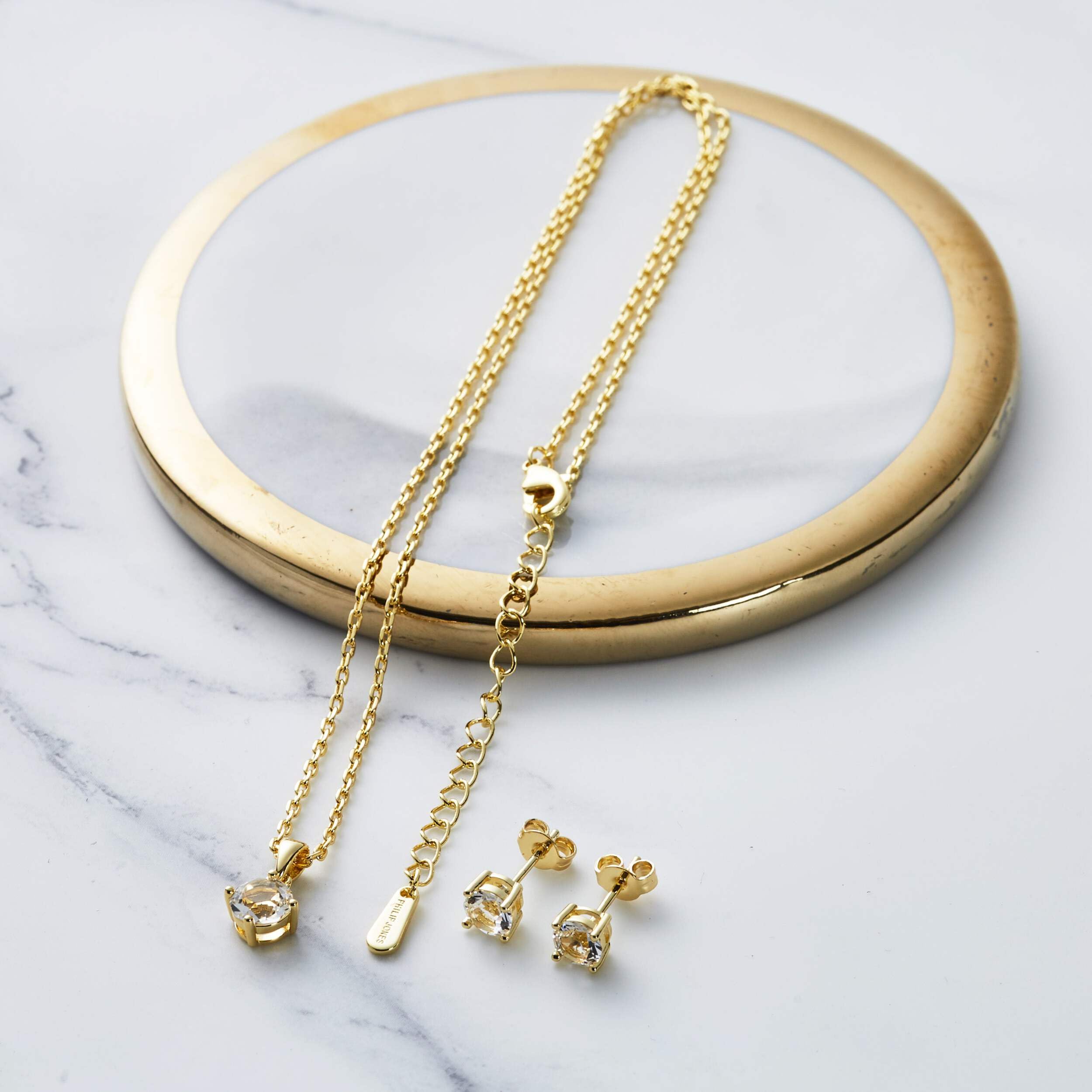 Philip Jones Gold Plated Zircondia® Crystal Ring Set for Weddings & Parties