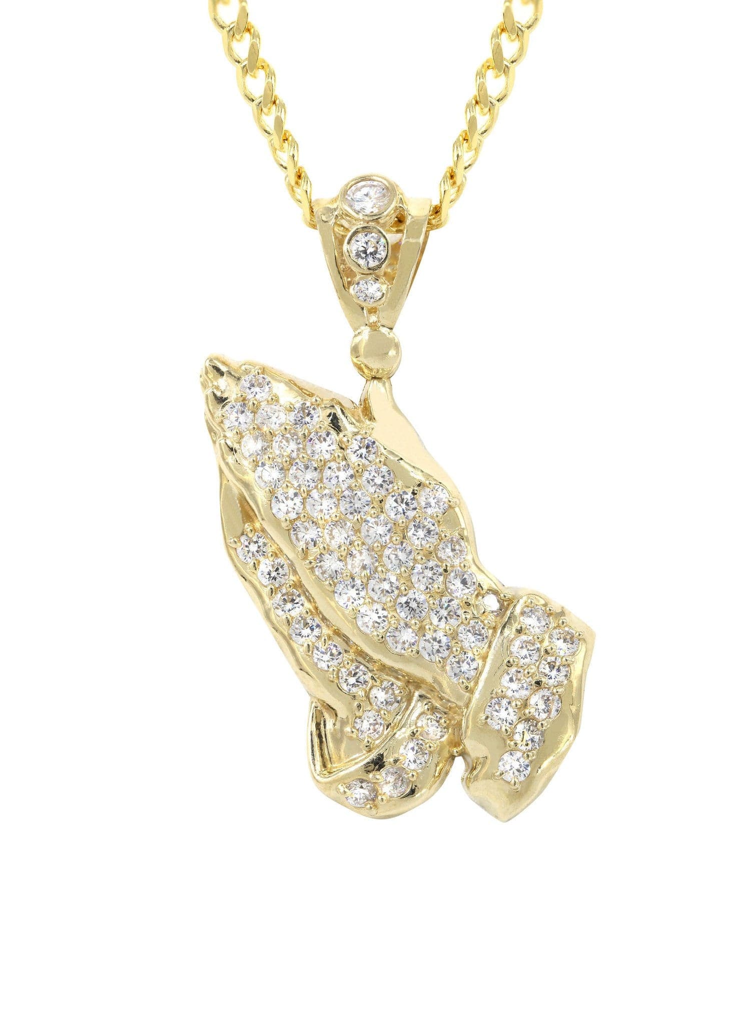 10K Yellow Gold Praying Hands Pendant Necklace for Women - 24.5 Grams Religious Jewelry - Perfect for Church, Prayer & Spiritual Gifts