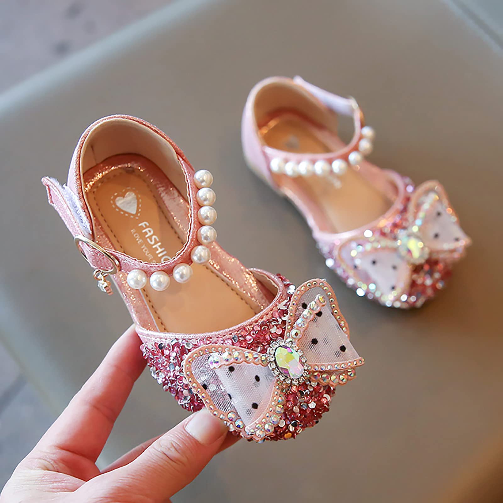 **Sparkly Baby Girls' Sandals with Pearl & Crystal – Soft Toddler Walking Shoes for Summer & Dress Occasions – Perfect for Beach, Parties & Everyday Play**