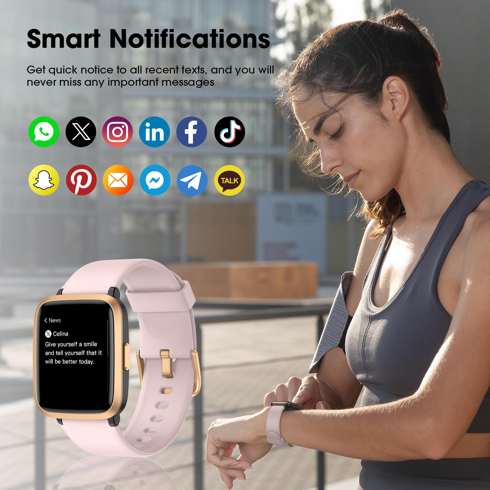 Premium Fitness Tracker Smartwatch with Blood Oxygen Monitor, Blood Pressure & Heart Rate Tracking, Step Counter, Calorie Burn & Sleep Analysis - 50m Waterproof Activity Tracker for Android & iPhone - Ideal for Running, Gym Workouts & Daily Health Monitoring
